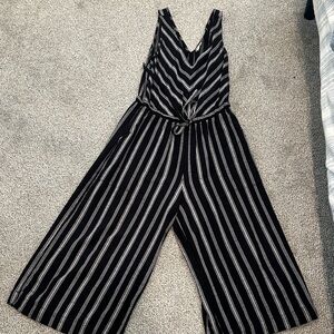 GAP Black Jumpsuit with White Vertical Stripes